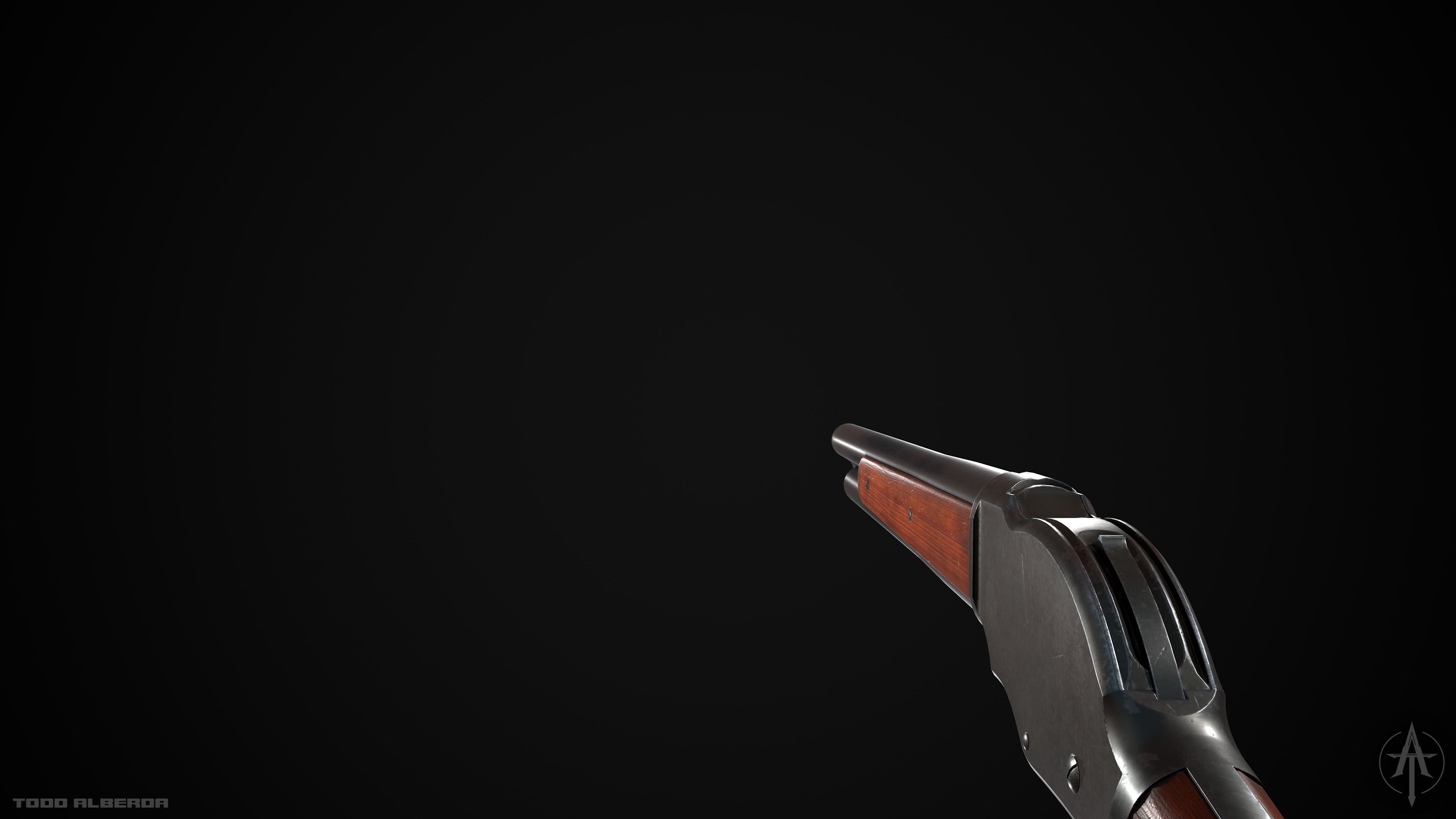 PBR Winchester Model 1887 - Low-poly 3D Model with 4K Textures Low-poly 3D model_4