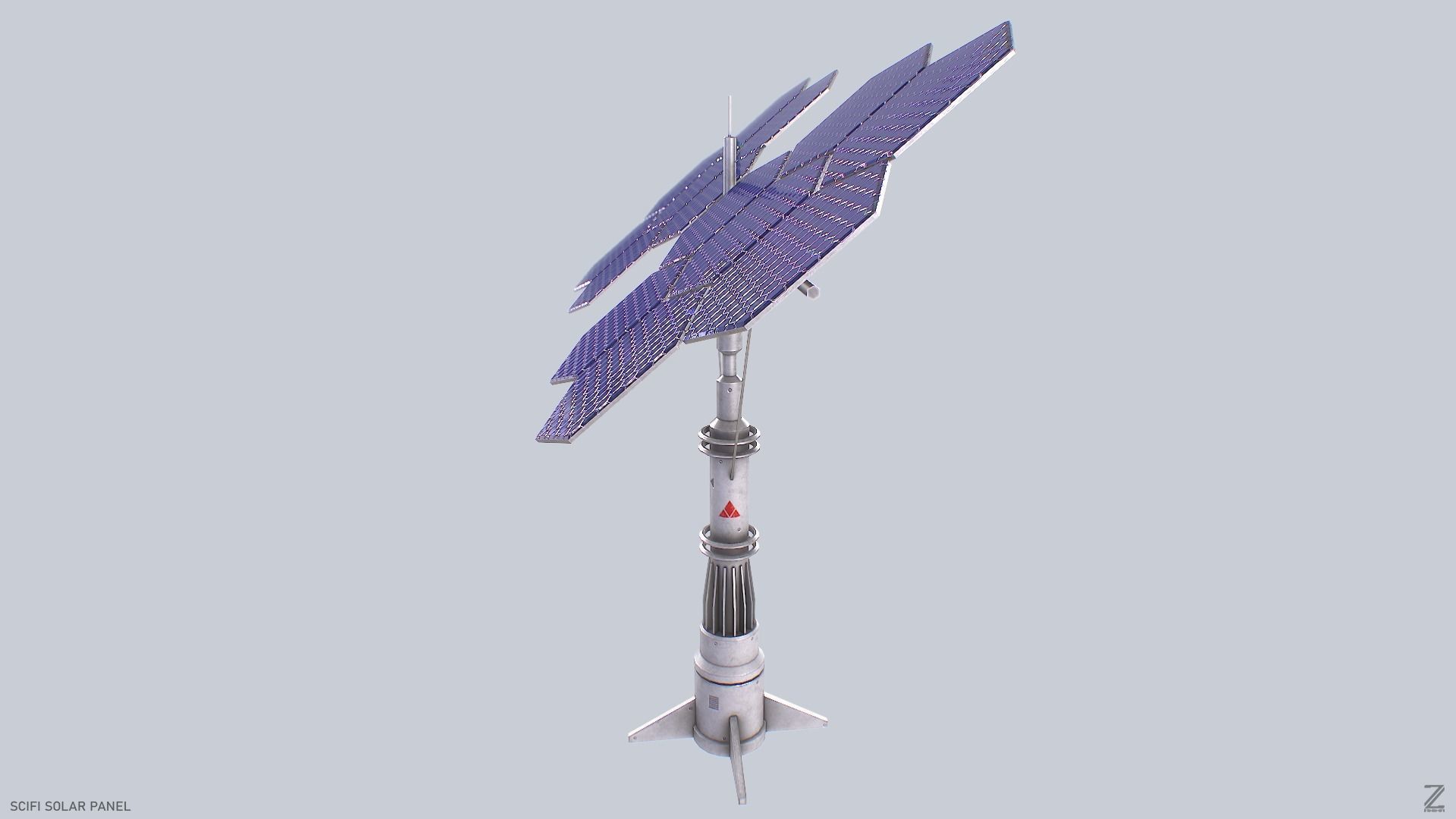 Scifi solar panel Low-poly 3D model_4
