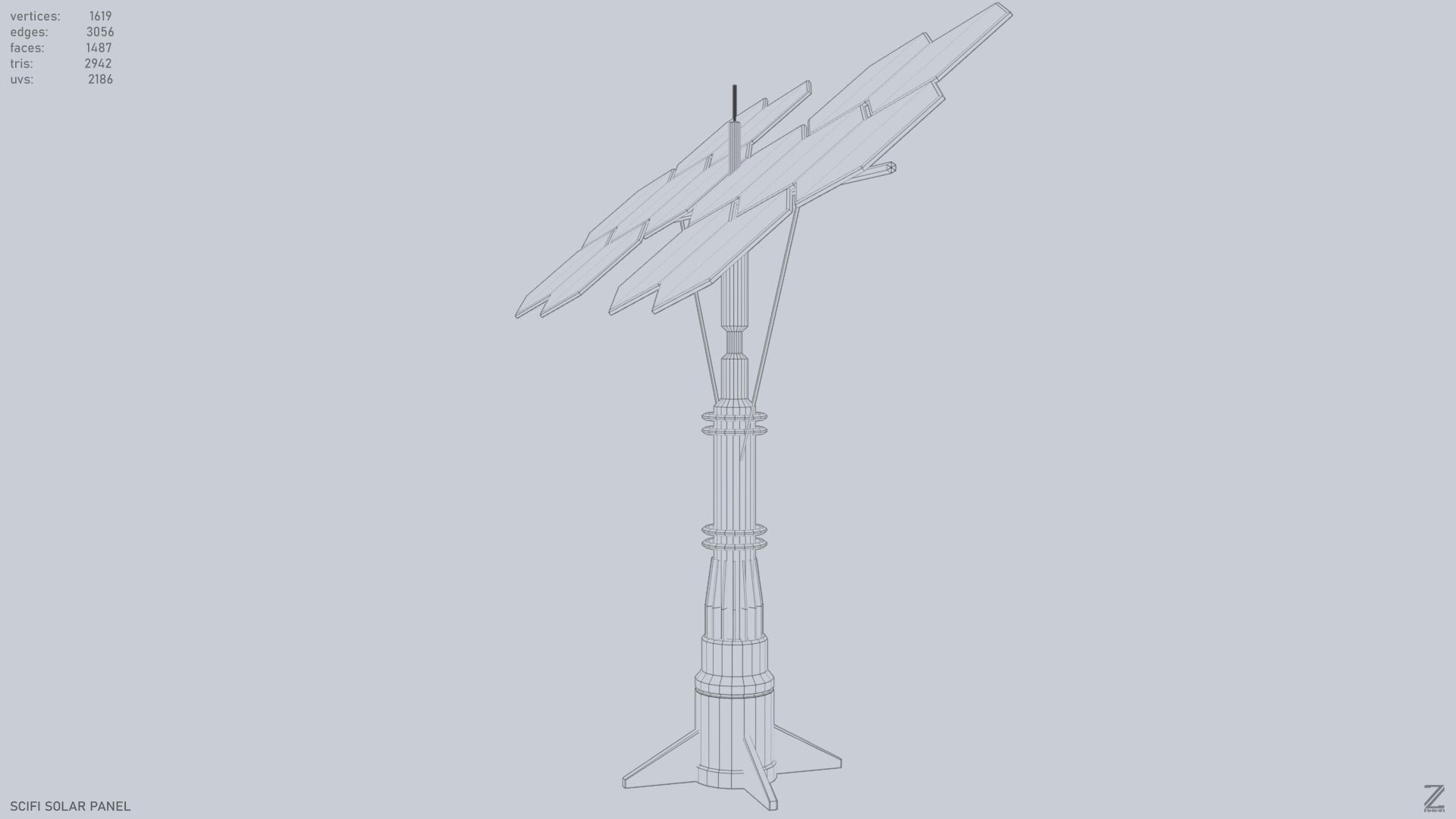 Scifi solar panel Low-poly 3D model_10