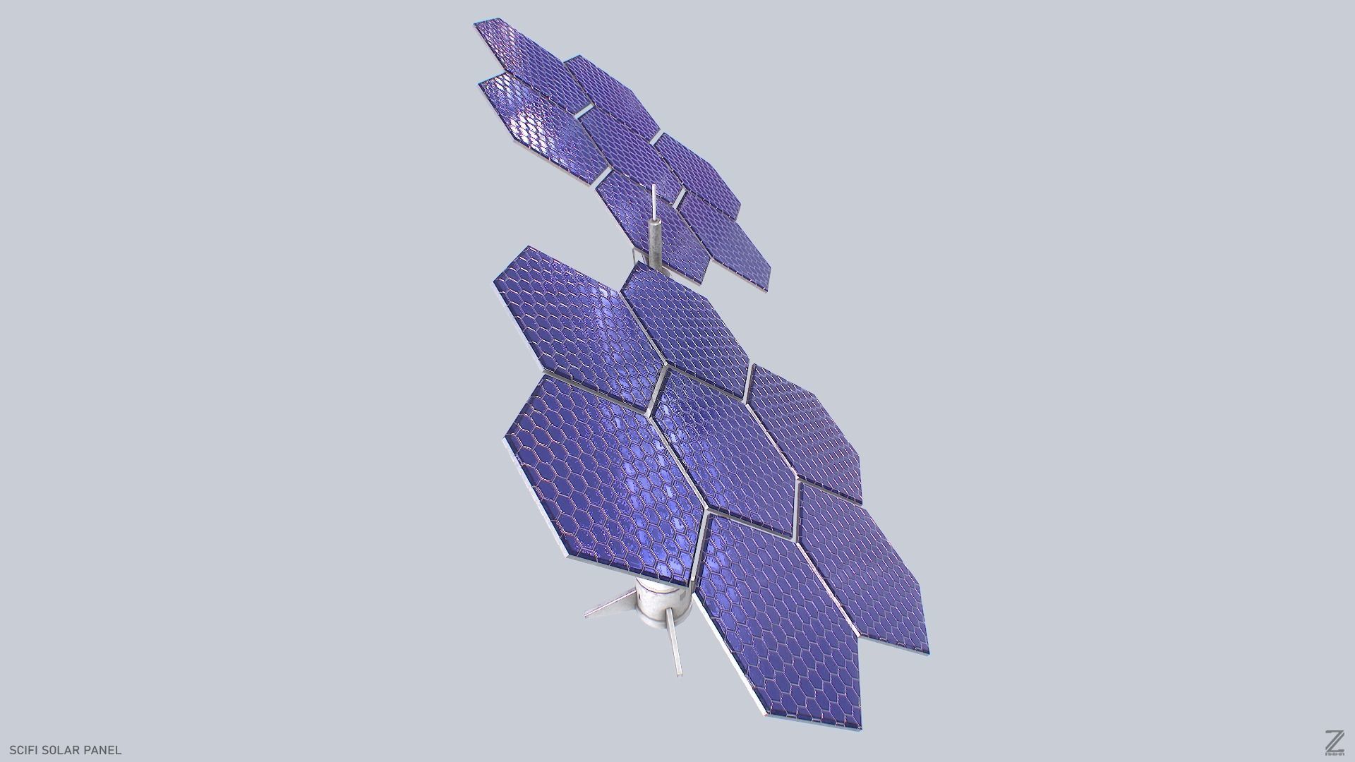 Scifi solar panel Low-poly 3D model_8