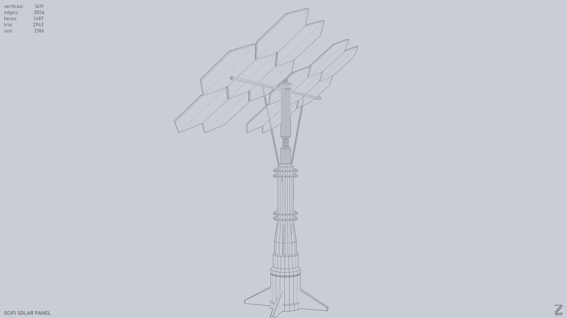 Scifi solar panel Low-poly 3D model_11