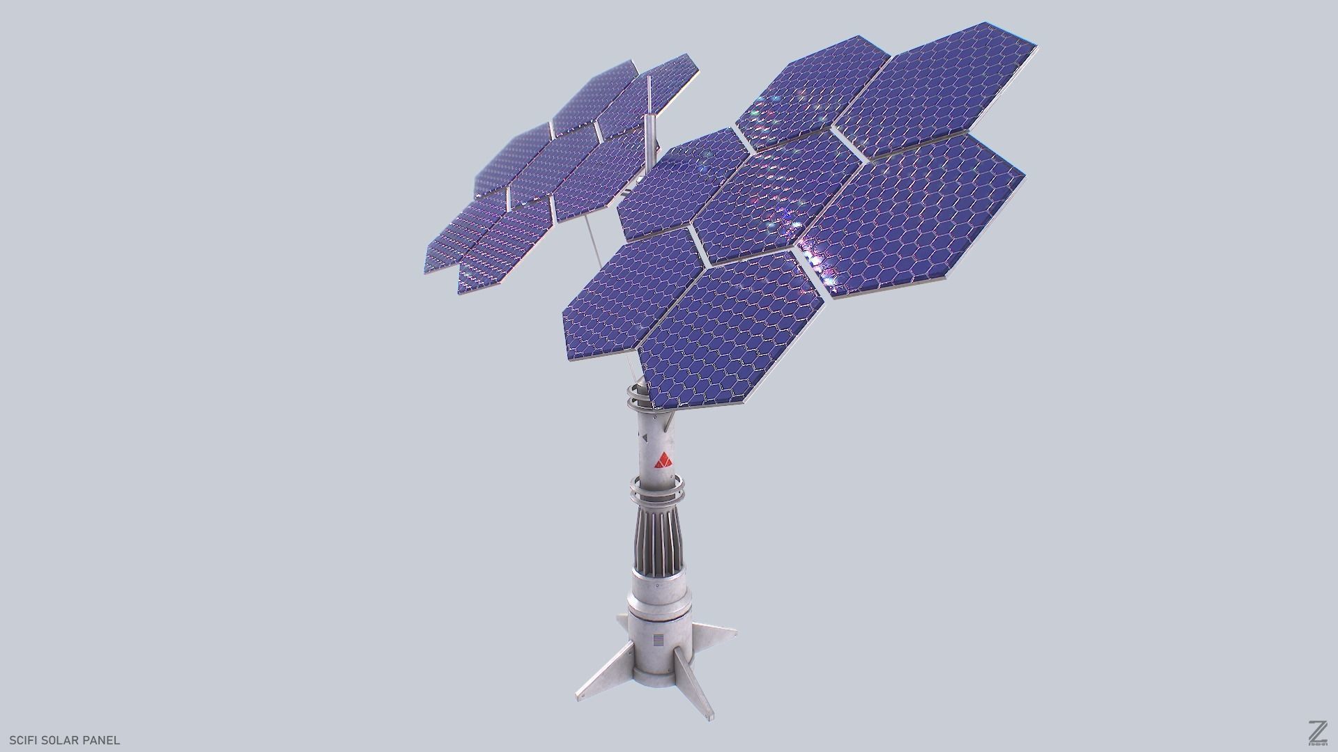 Scifi solar panel Low-poly 3D model_2