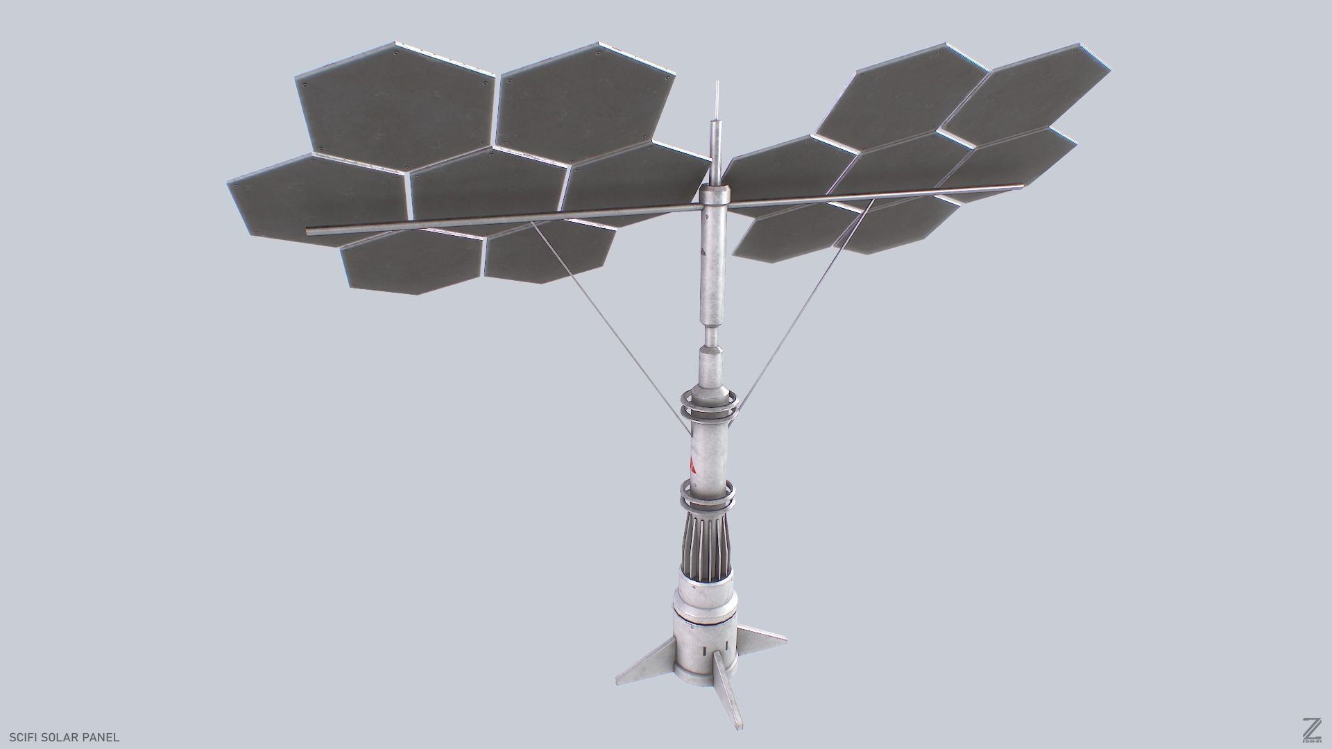 Scifi solar panel Low-poly 3D model_6