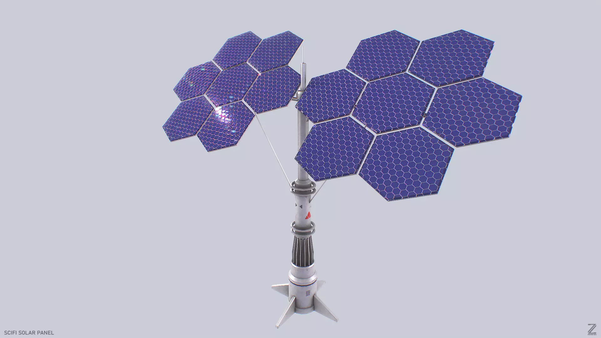 Scifi solar panel Low-poly 3D model_0