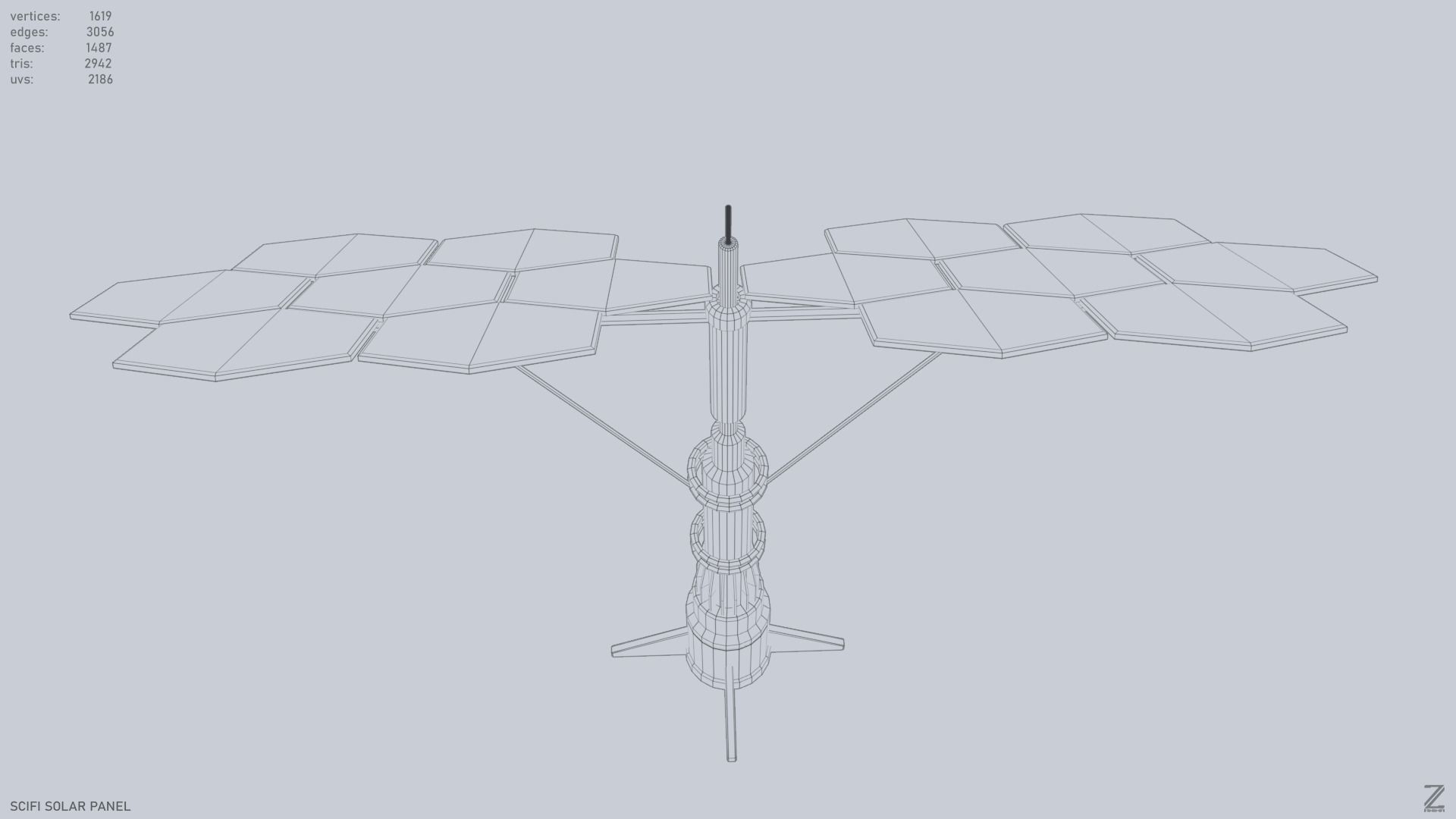 Scifi solar panel Low-poly 3D model_13
