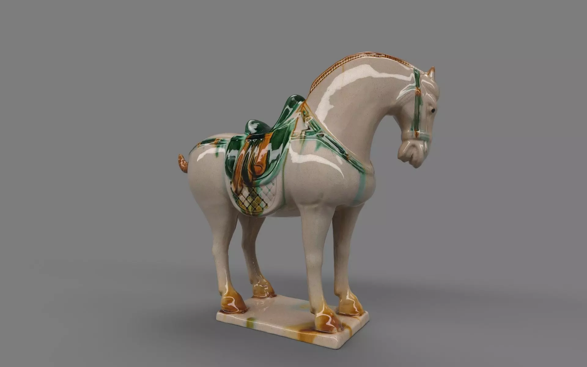 Tang Sancai Ceramic Horse 3D model_0