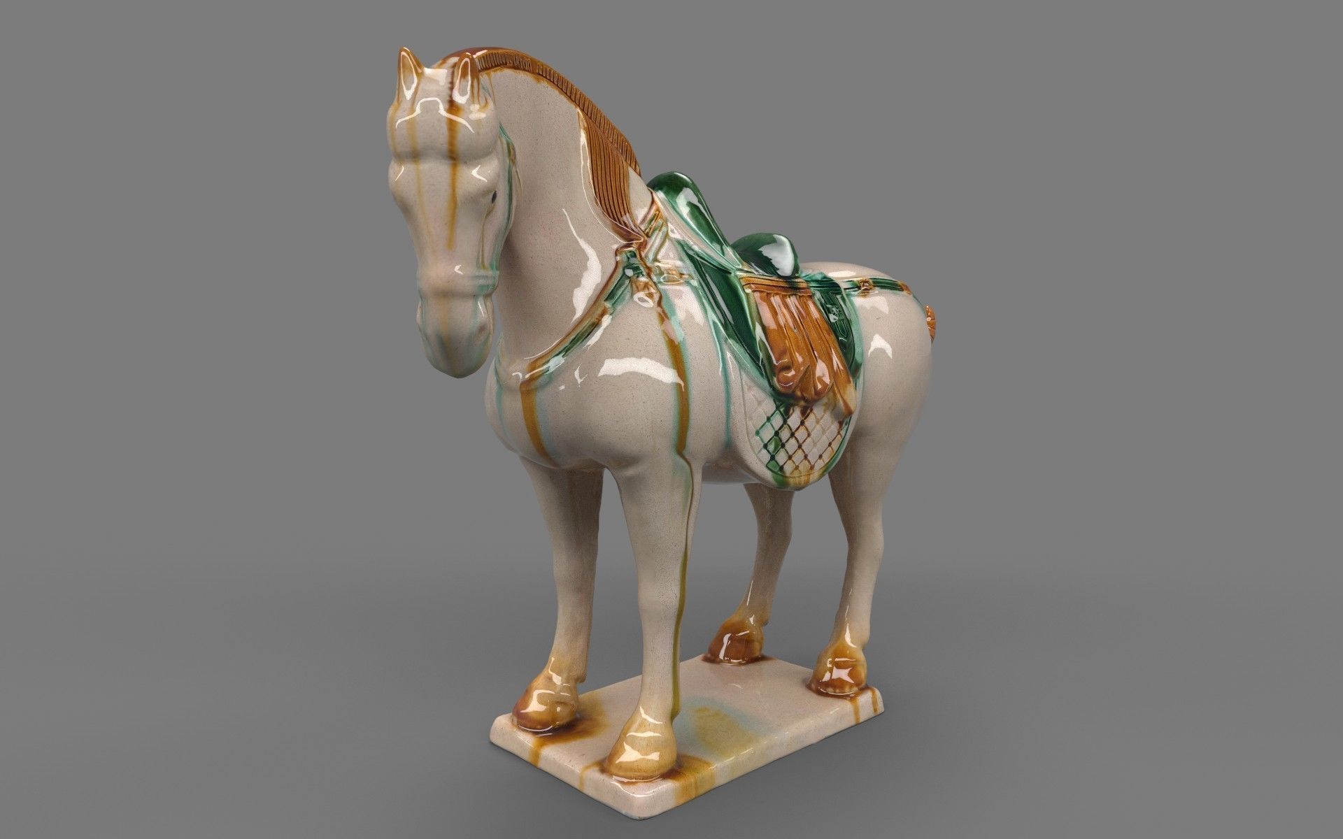 Tang Sancai Ceramic Horse 3D model_4