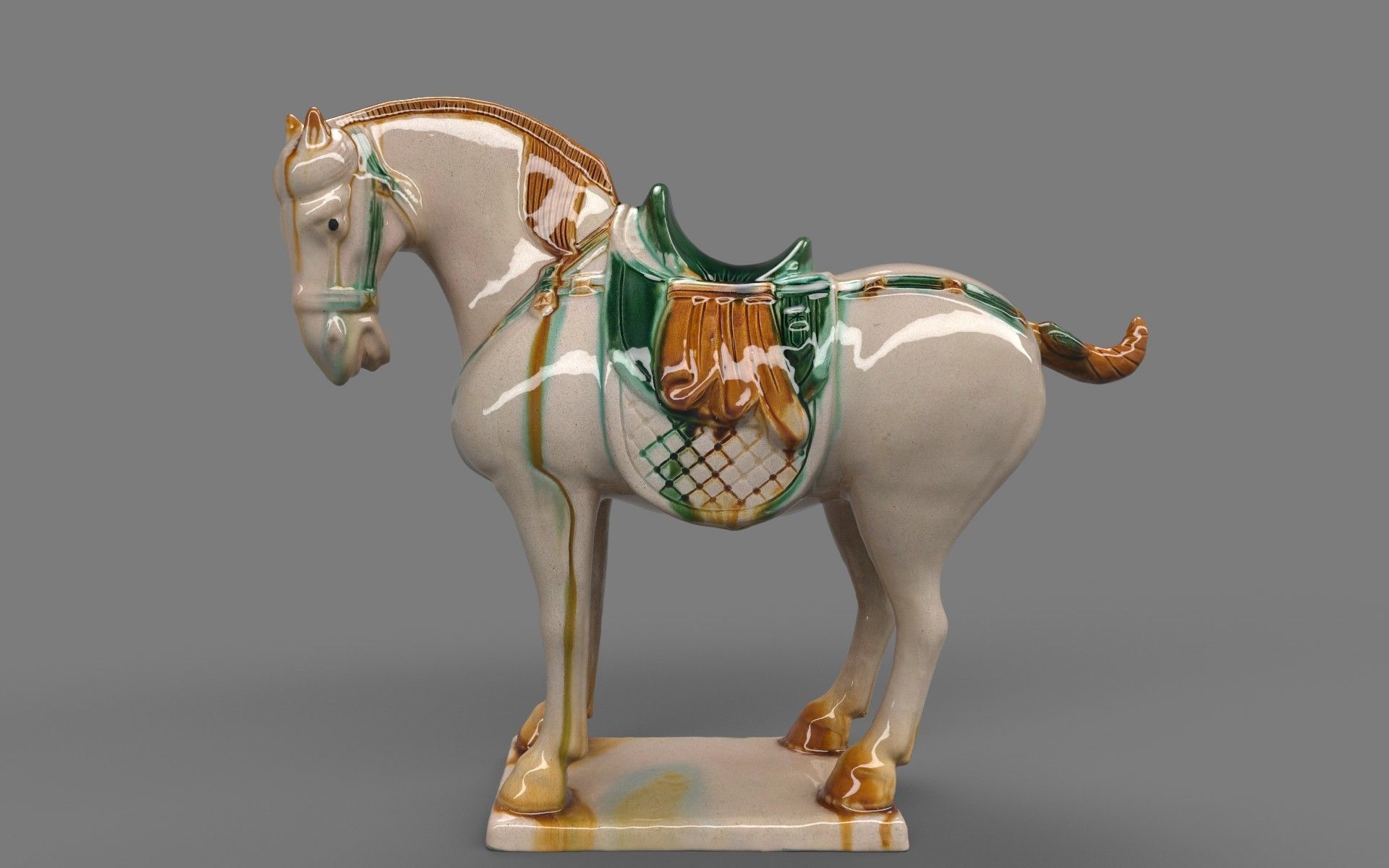 Tang Sancai Ceramic Horse 3D model_2