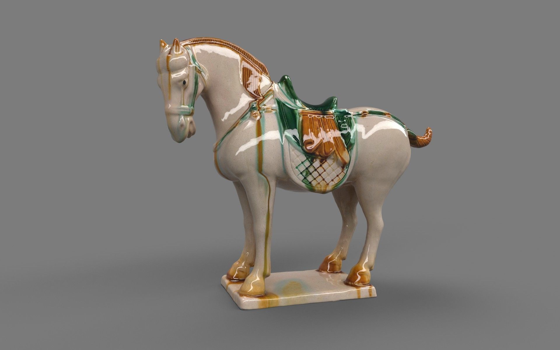 Tang Sancai Ceramic Horse 3D model_1