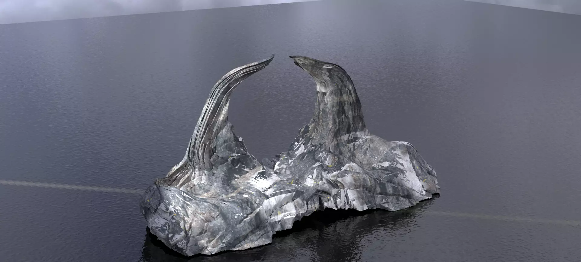 Ancient Assyria Mountain curved  3D model_0