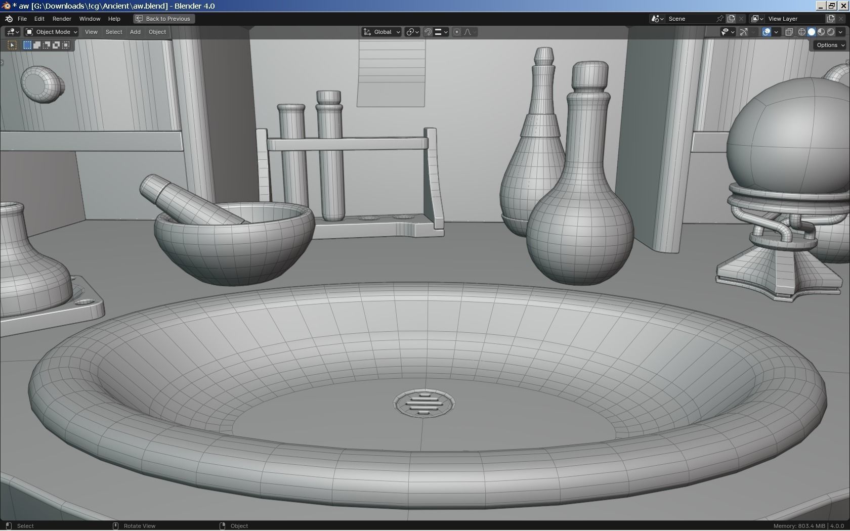 Alchemy Table and Equipment 3D model_6