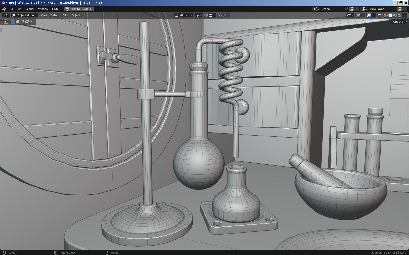 Alchemy Table and Equipment 3D model_7