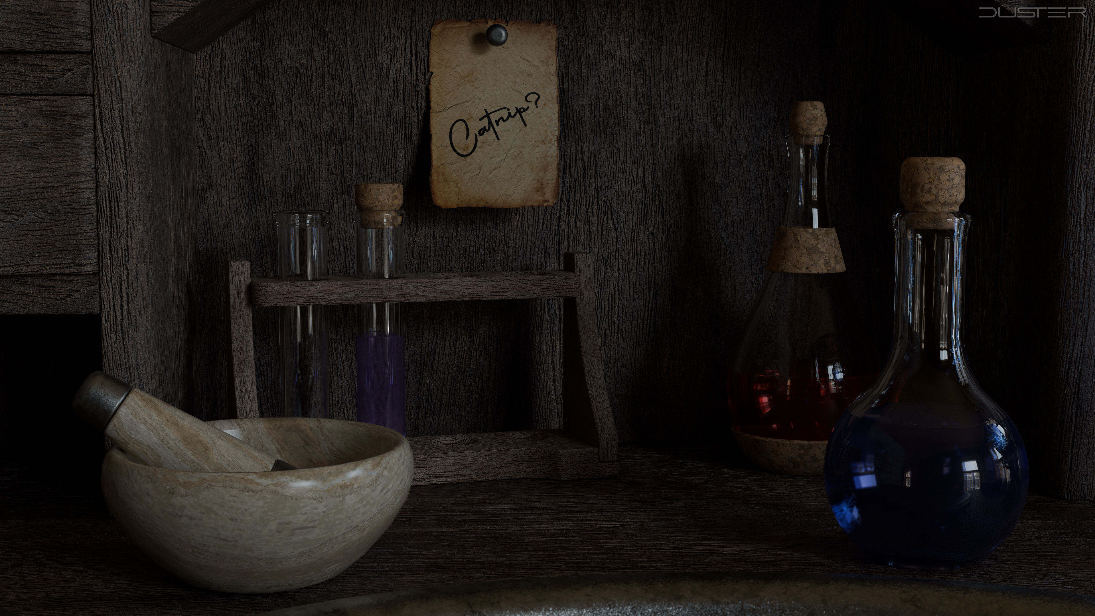 Alchemy Table and Equipment 3D model_3