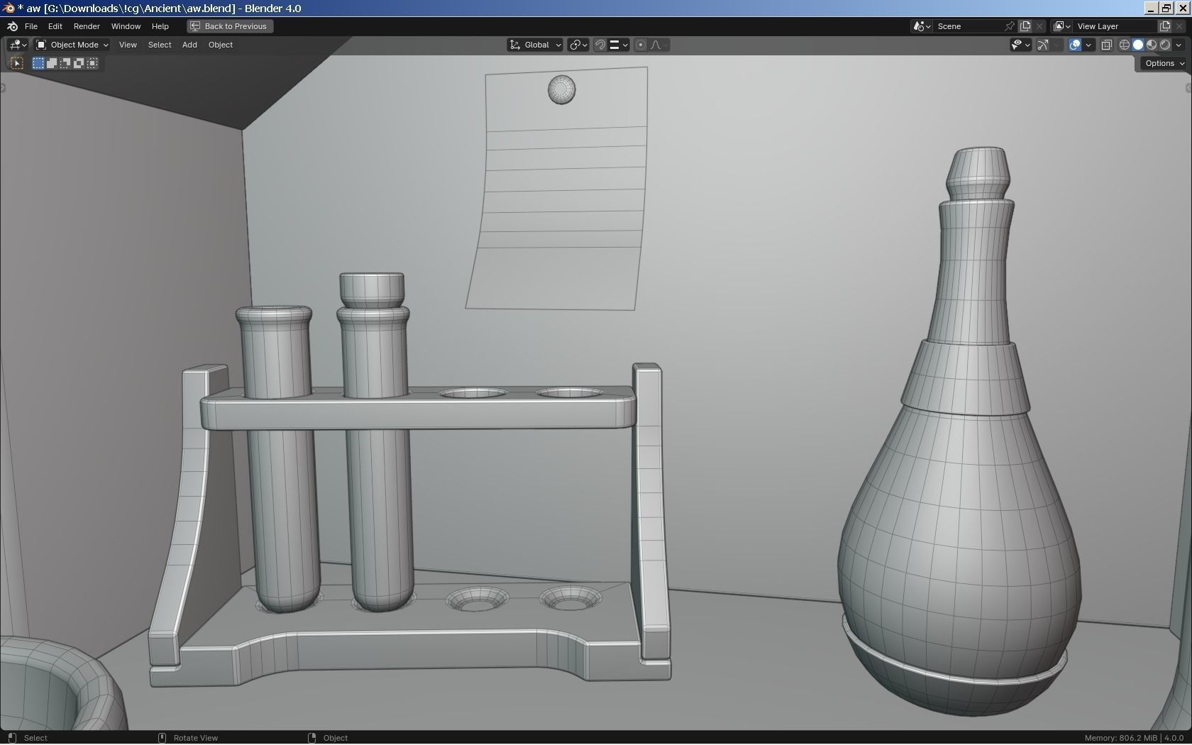 Alchemy Table and Equipment 3D model_8
