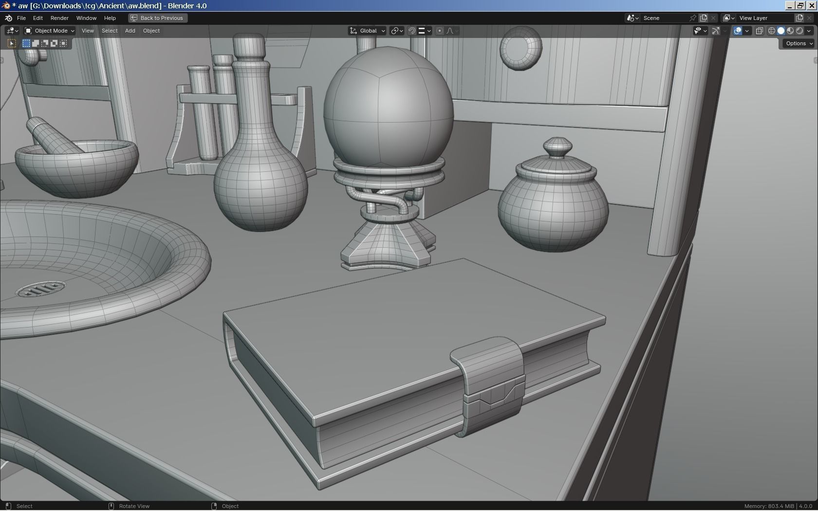 Alchemy Table and Equipment 3D model_5