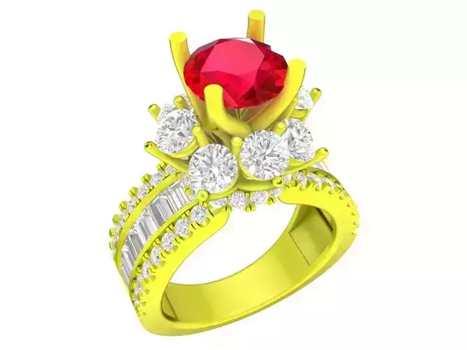 A7123 Hongkong Style Luxury Baguette Diamond Women Fashion Ring