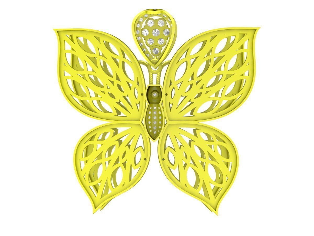 A7128 Luxury Diamond Butterfly Pendant 3D print model_4