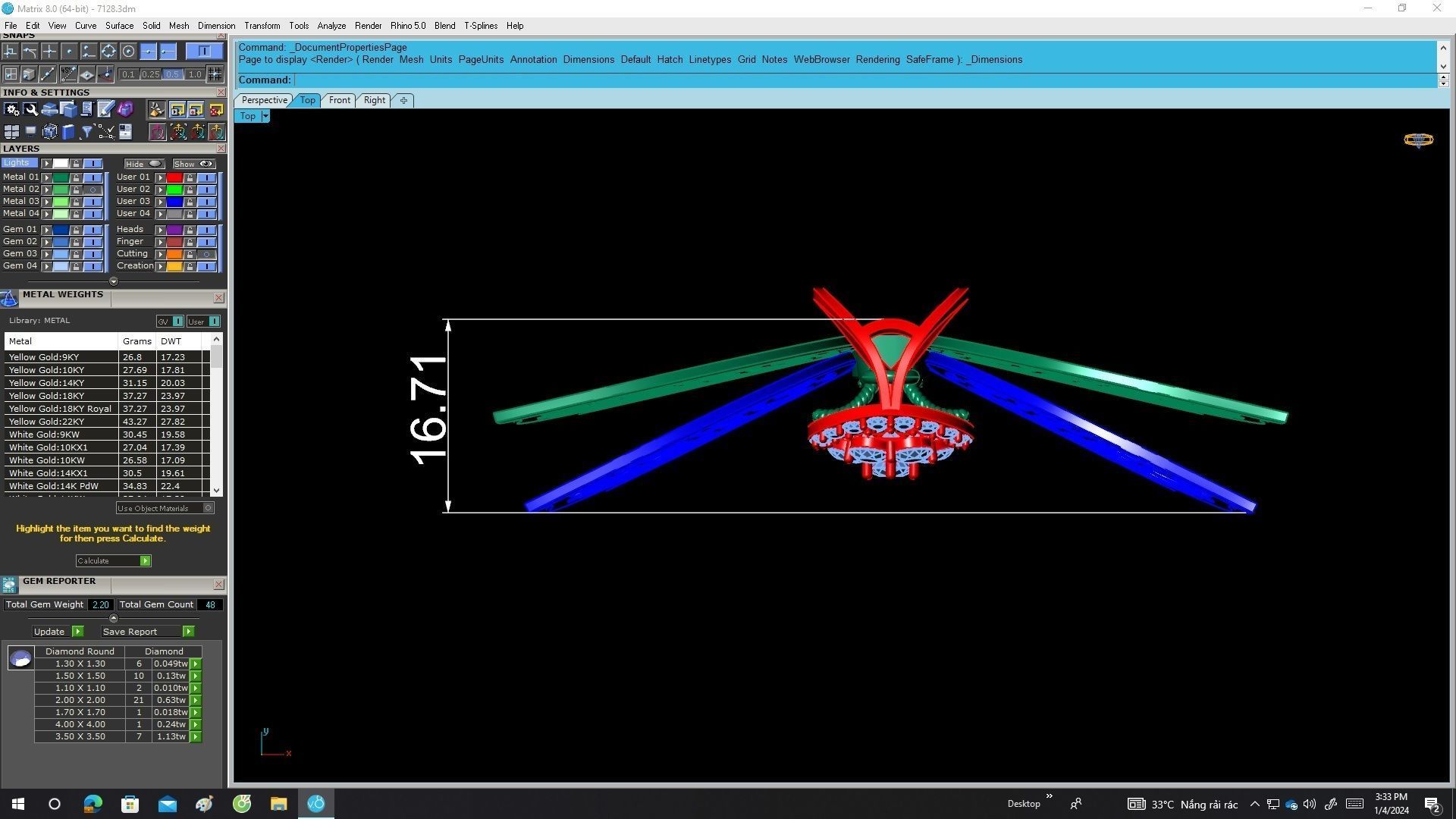 A7128 Luxury Diamond Butterfly Pendant 3D print model_5