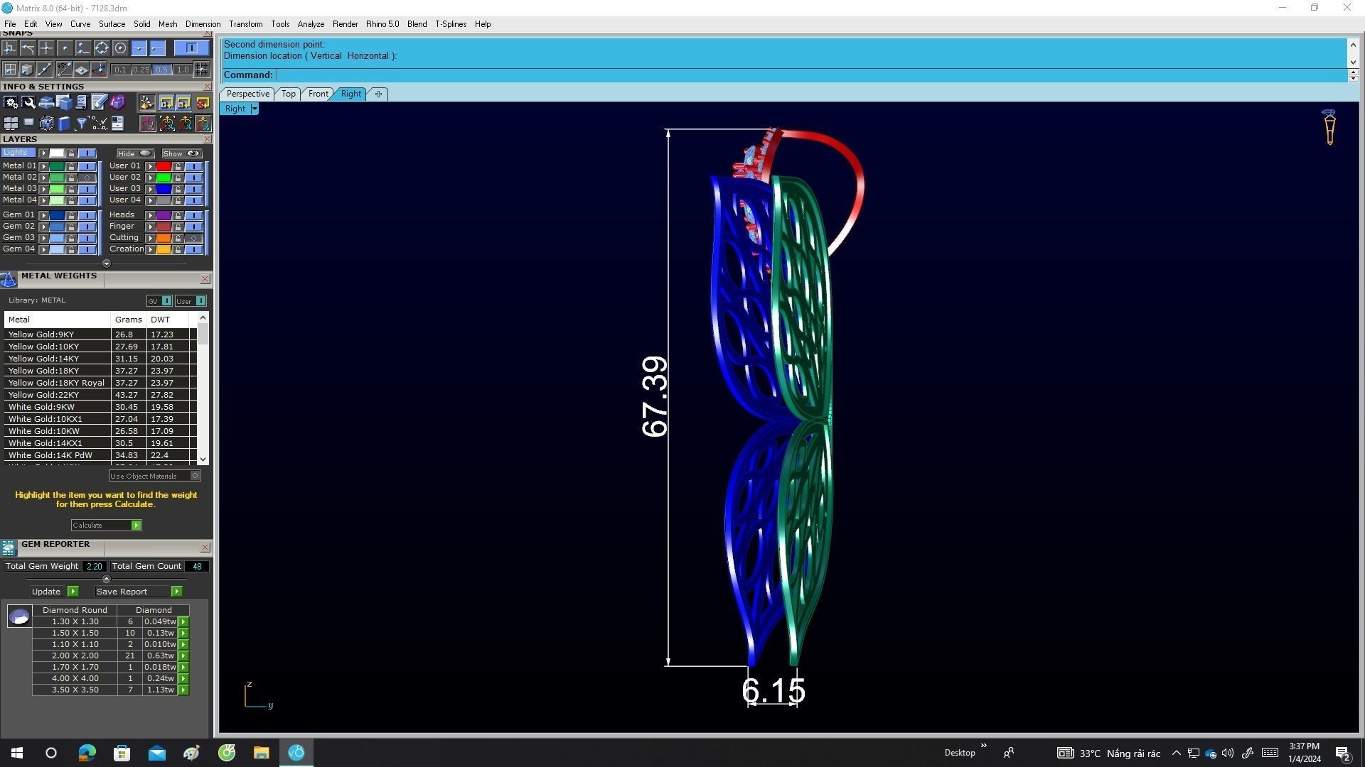 A7128 Luxury Diamond Butterfly Pendant 3D print model_7