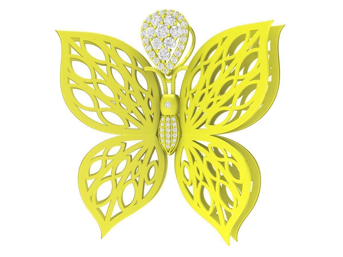 A7128 Luxury Diamond Butterfly Pendant 3D print model_2