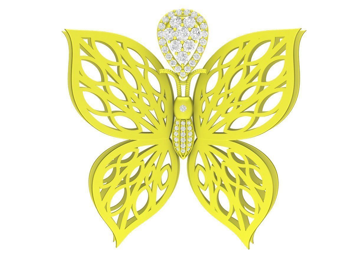 A7128 Luxury Diamond Butterfly Pendant 3D print model_1