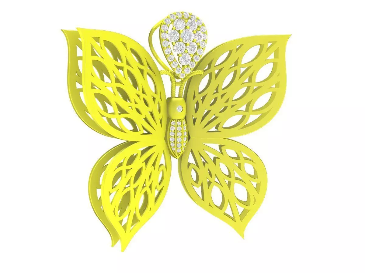 A7128 Luxury Diamond Butterfly Pendant 3D print model_0