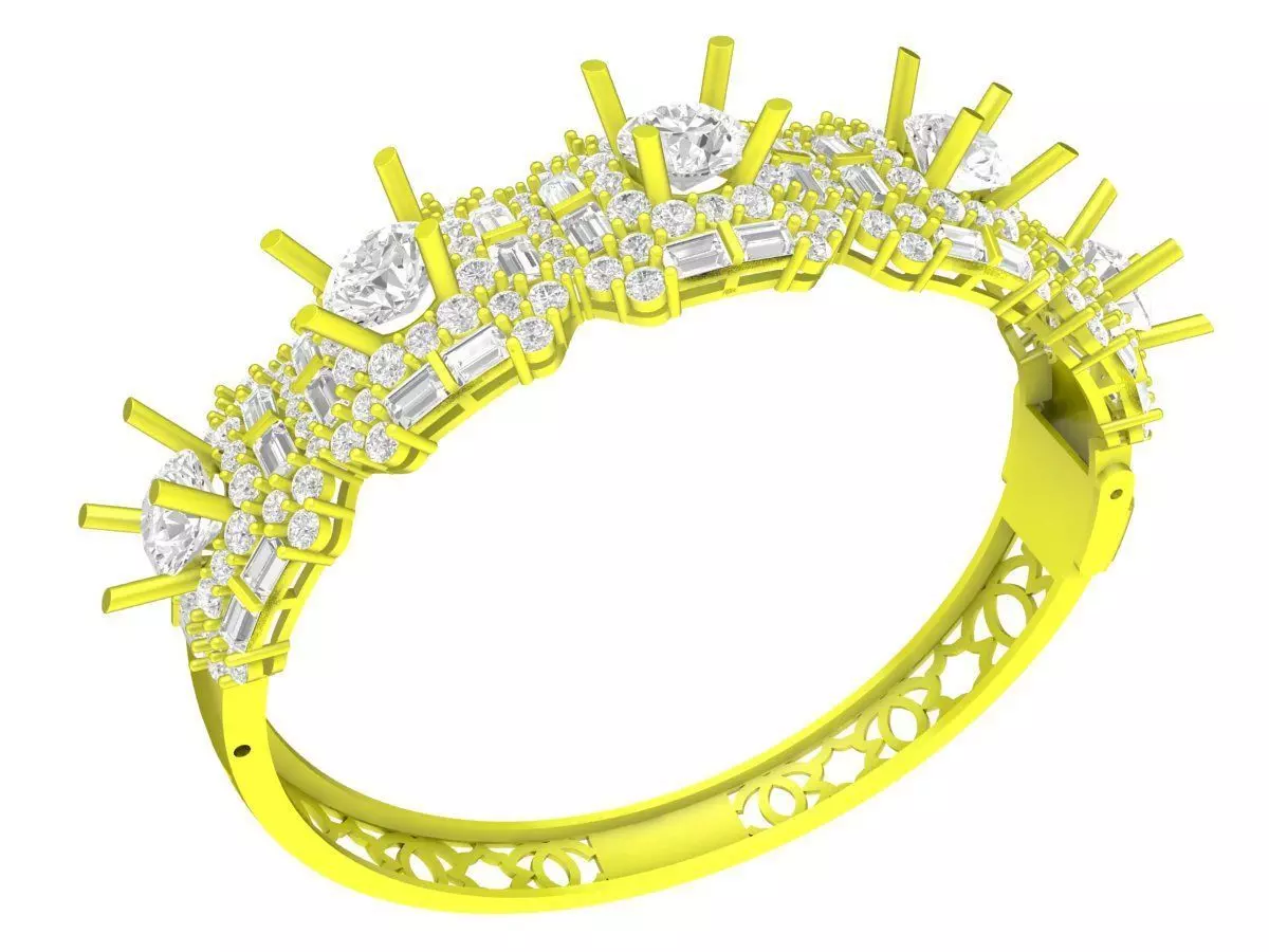 A7150 Hongkong Diamond Fashion Women Bangle Bracelet 3D print model_0