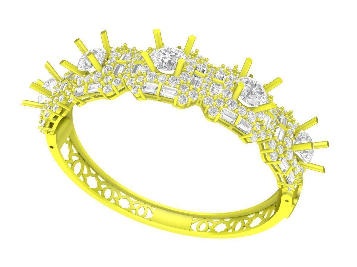 A7150 Hongkong Diamond Fashion Women Bangle Bracelet 3D print model_4