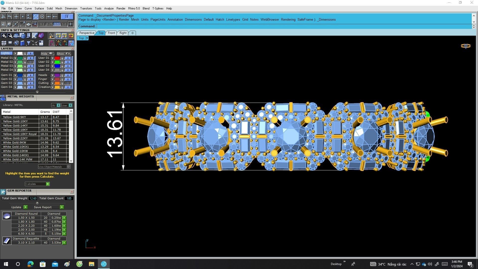 A7150 Hongkong Diamond Fashion Women Bangle Bracelet 3D print model_5