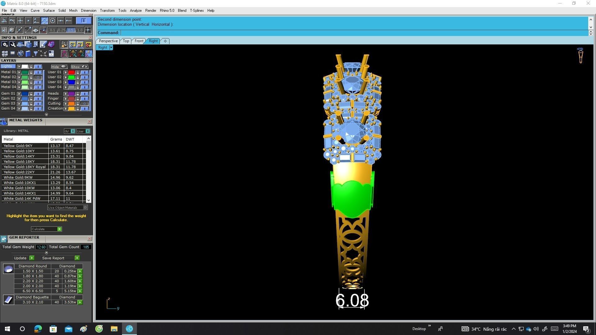 A7150 Hongkong Diamond Fashion Women Bangle Bracelet 3D print model_7