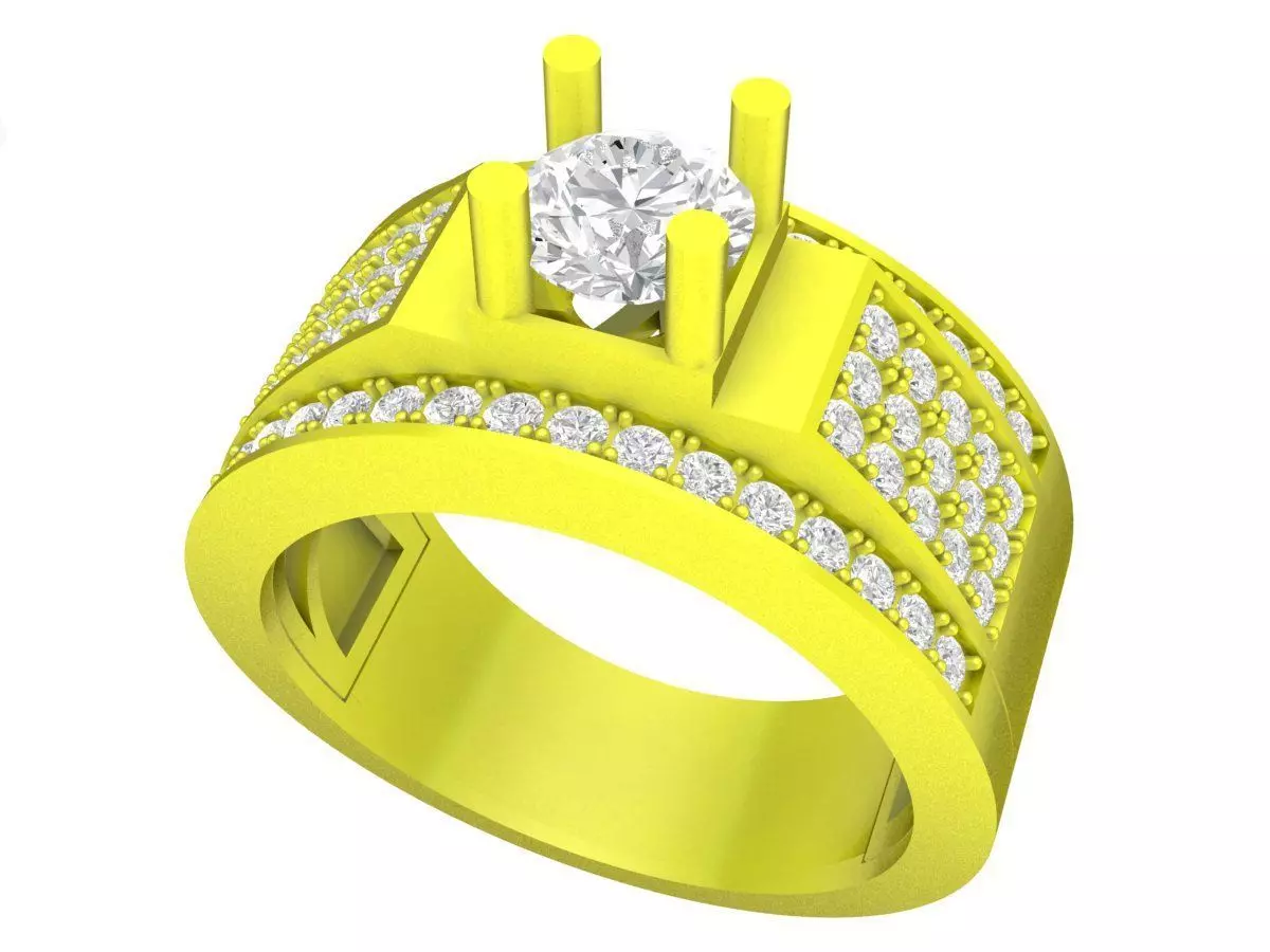 A7154 Korean Style Diamond Fashion Men Ring 3D print model