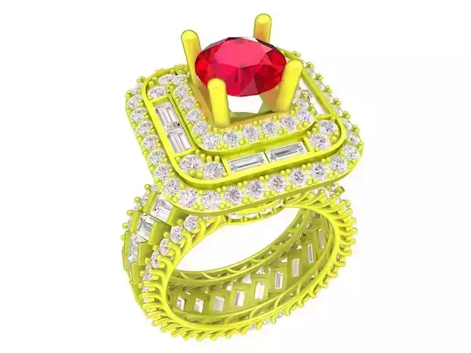 A7162 Luxury Fashion Diamond Baguette Women Ring