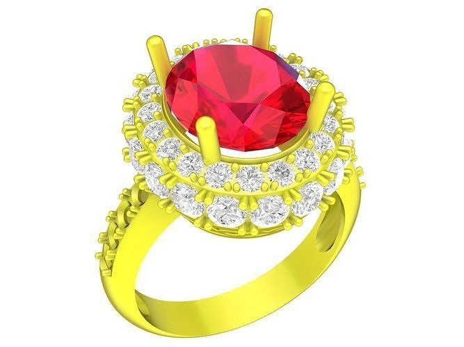 7392 luxury diamond oval halo fashion women ring 3D print model