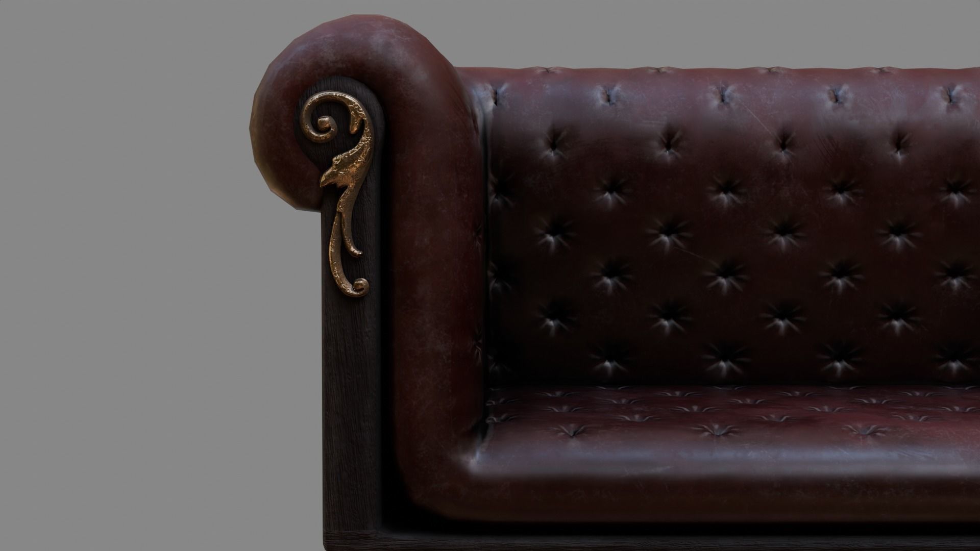 Sofa Armchair Couch  small and foot rest Vintage Low-poly 3D model_4