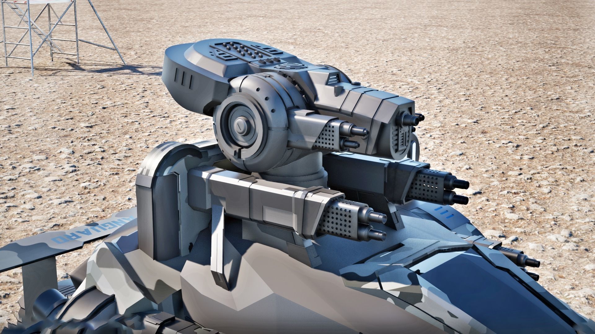 Combat Game vehicle Low-poly 3D model_2