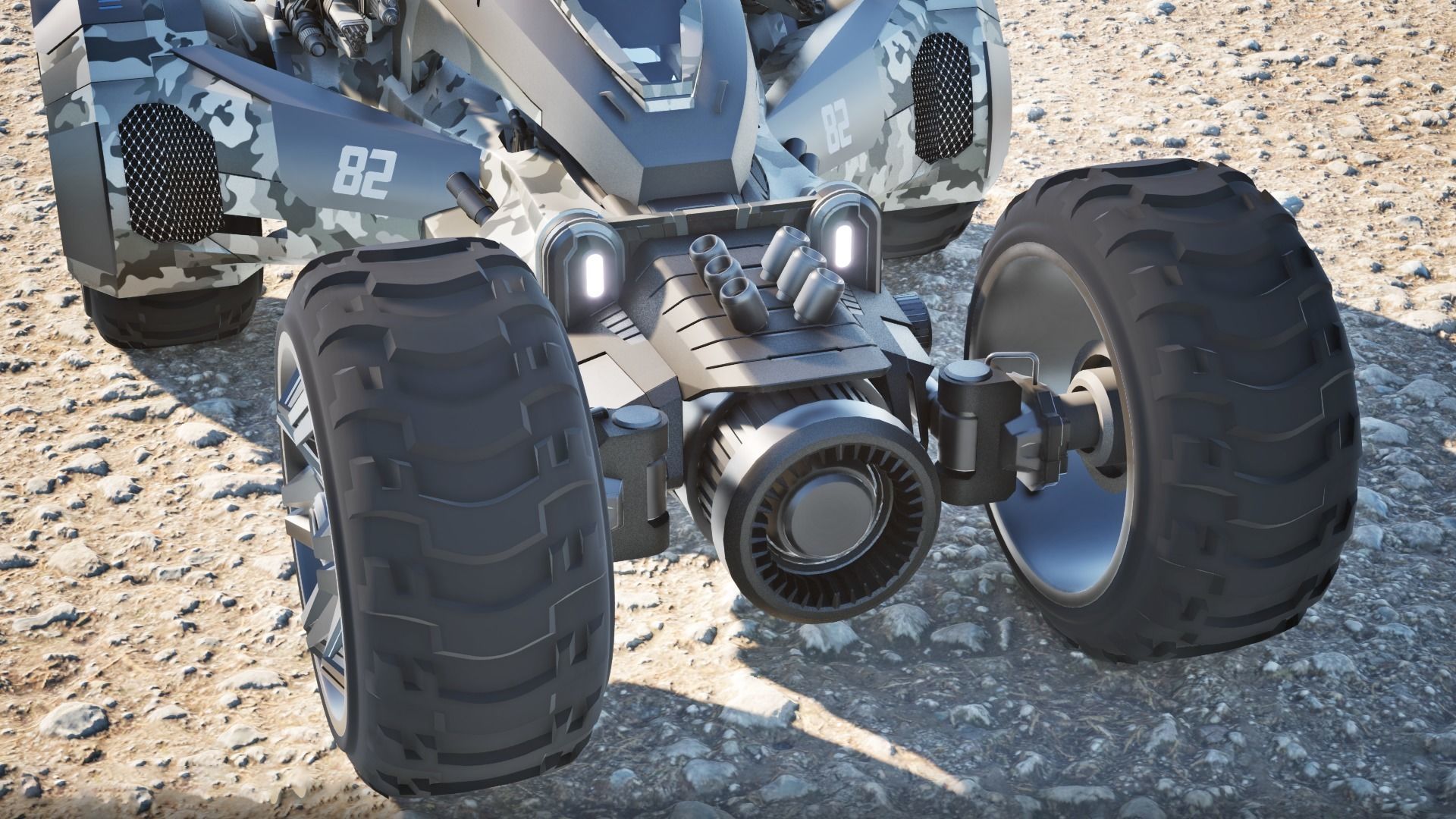 Combat Game vehicle Low-poly 3D model_5