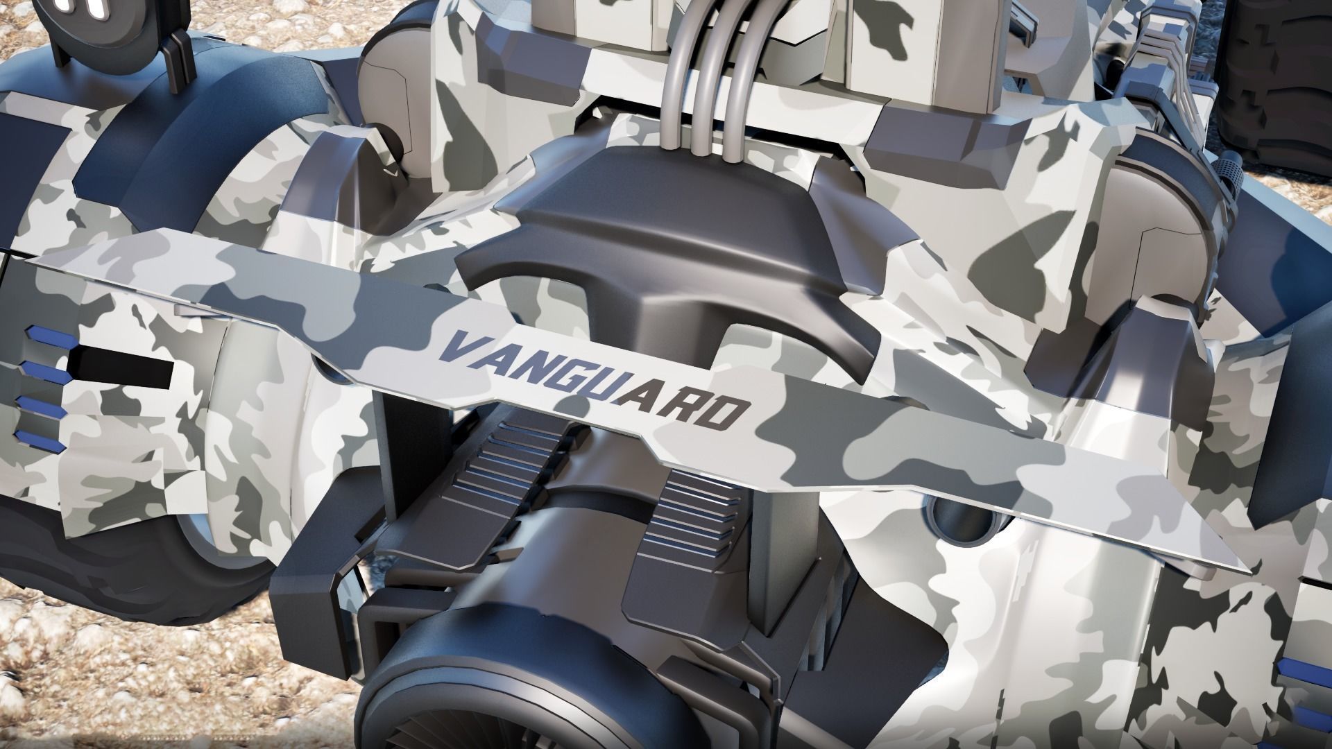 Combat Game vehicle Low-poly 3D model_4