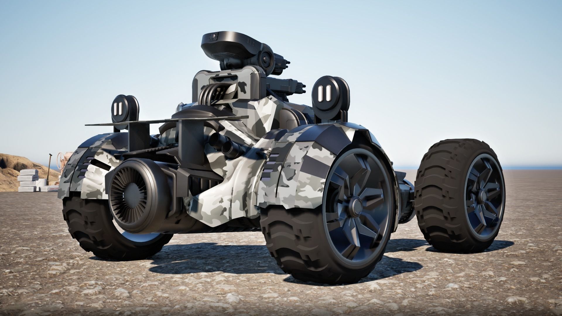 Combat Game vehicle Low-poly 3D model_1