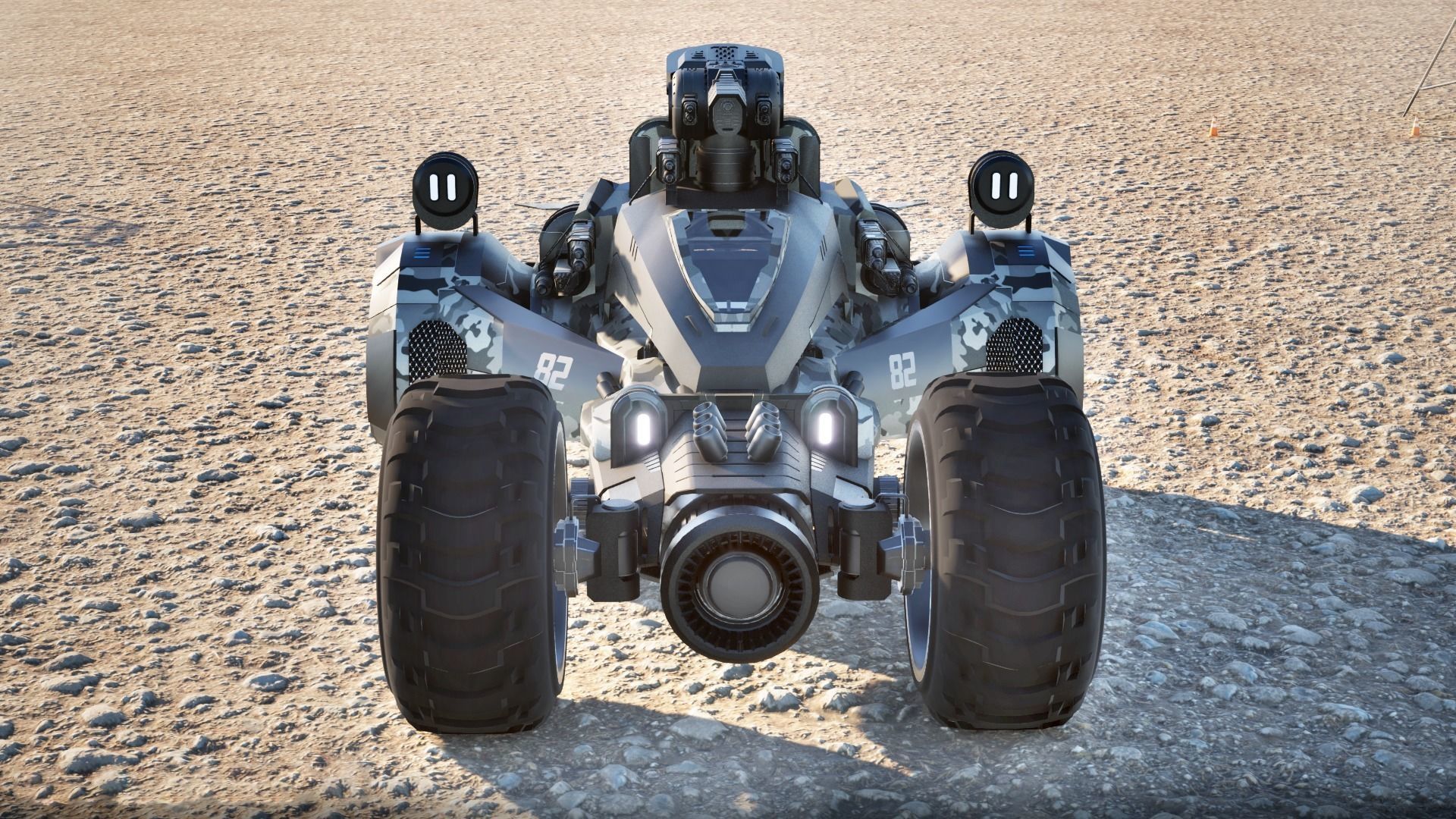 Combat Game vehicle Low-poly 3D model_6