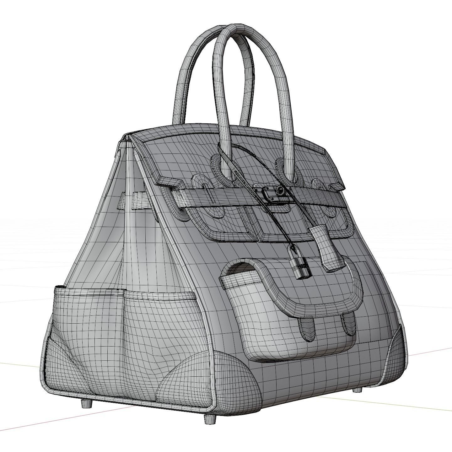 Birkin Cargo Toile Goeland Swift 35 Leather Bag Low-poly 3D model_17