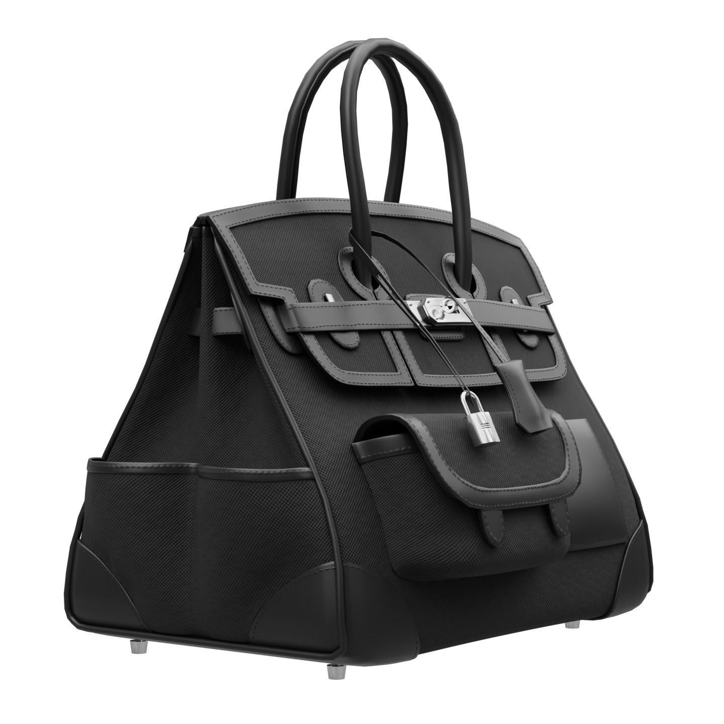 Birkin Cargo Toile Goeland Swift 35 Leather Bag Low-poly 3D model_5