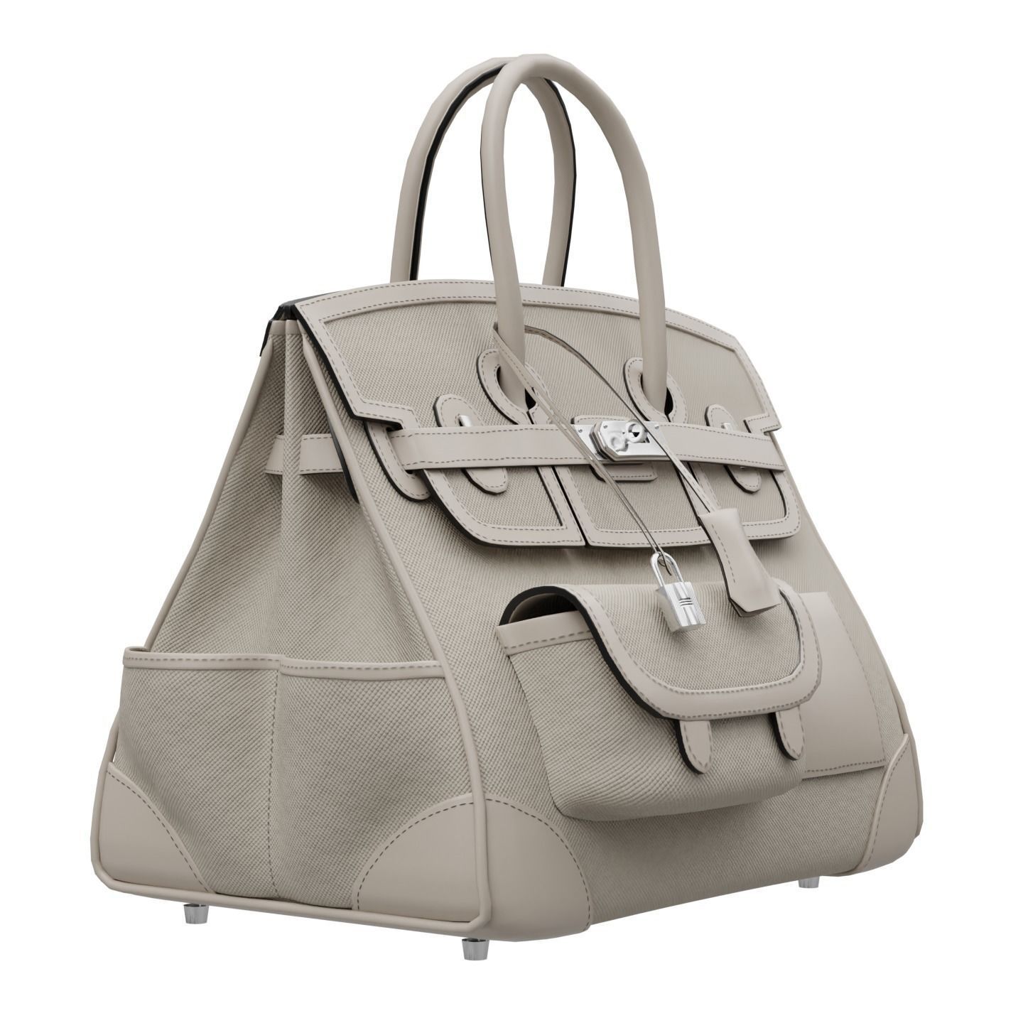 Birkin Cargo Toile Goeland Swift 35 Leather Bag Low-poly 3D model_6