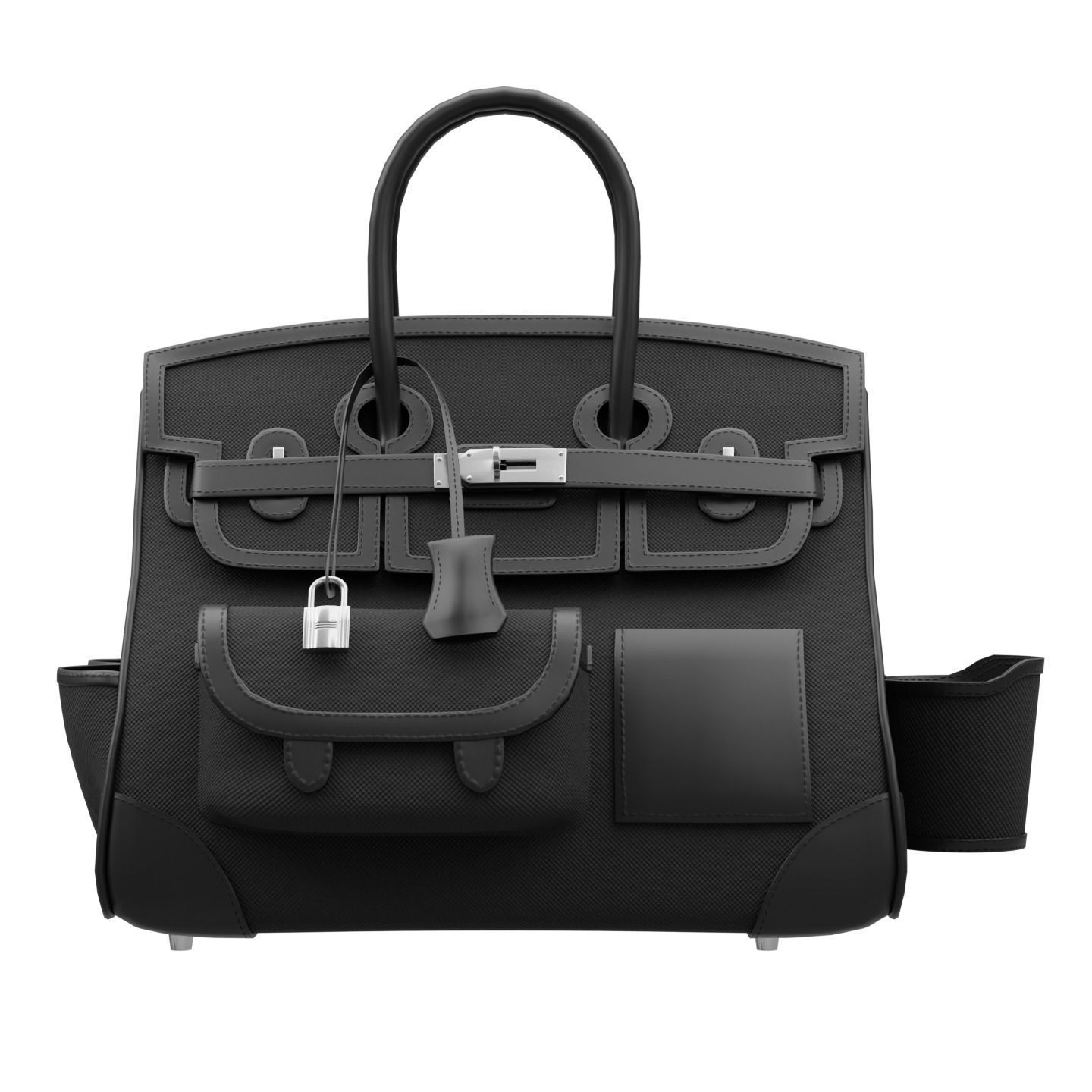 Birkin Cargo Toile Goeland Swift 35 Leather Bag Low-poly 3D model_2