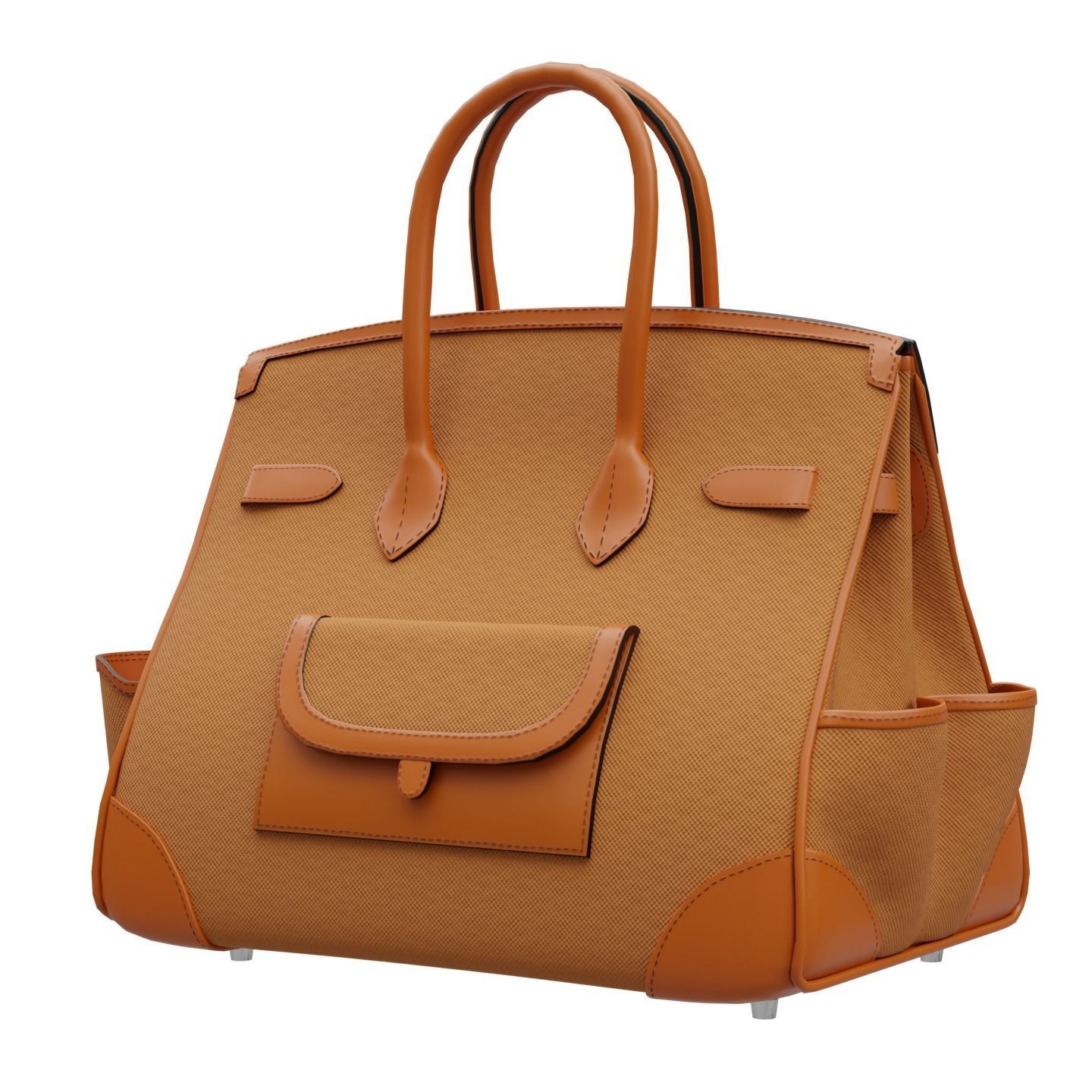 Birkin Cargo Toile Goeland Swift 35 Leather Bag Low-poly 3D model_7