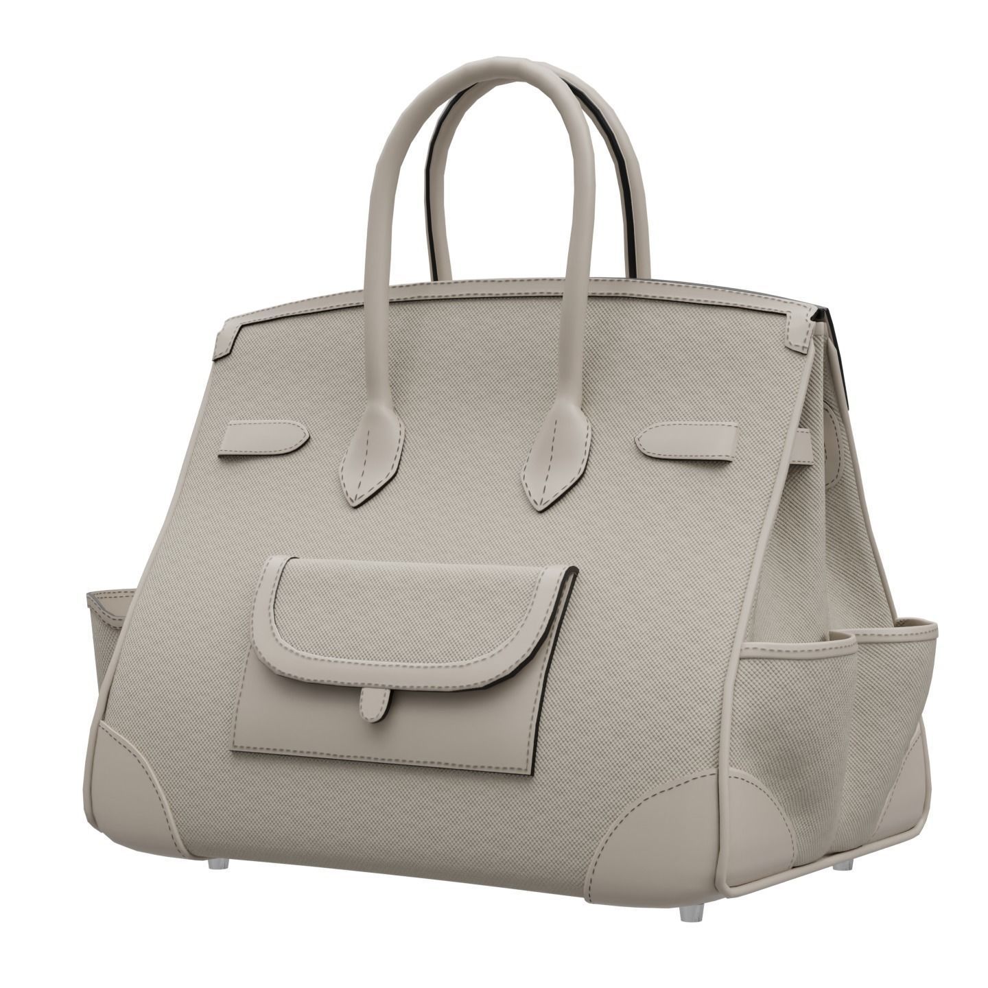 Birkin Cargo Toile Goeland Swift 35 Leather Bag Low-poly 3D model_11