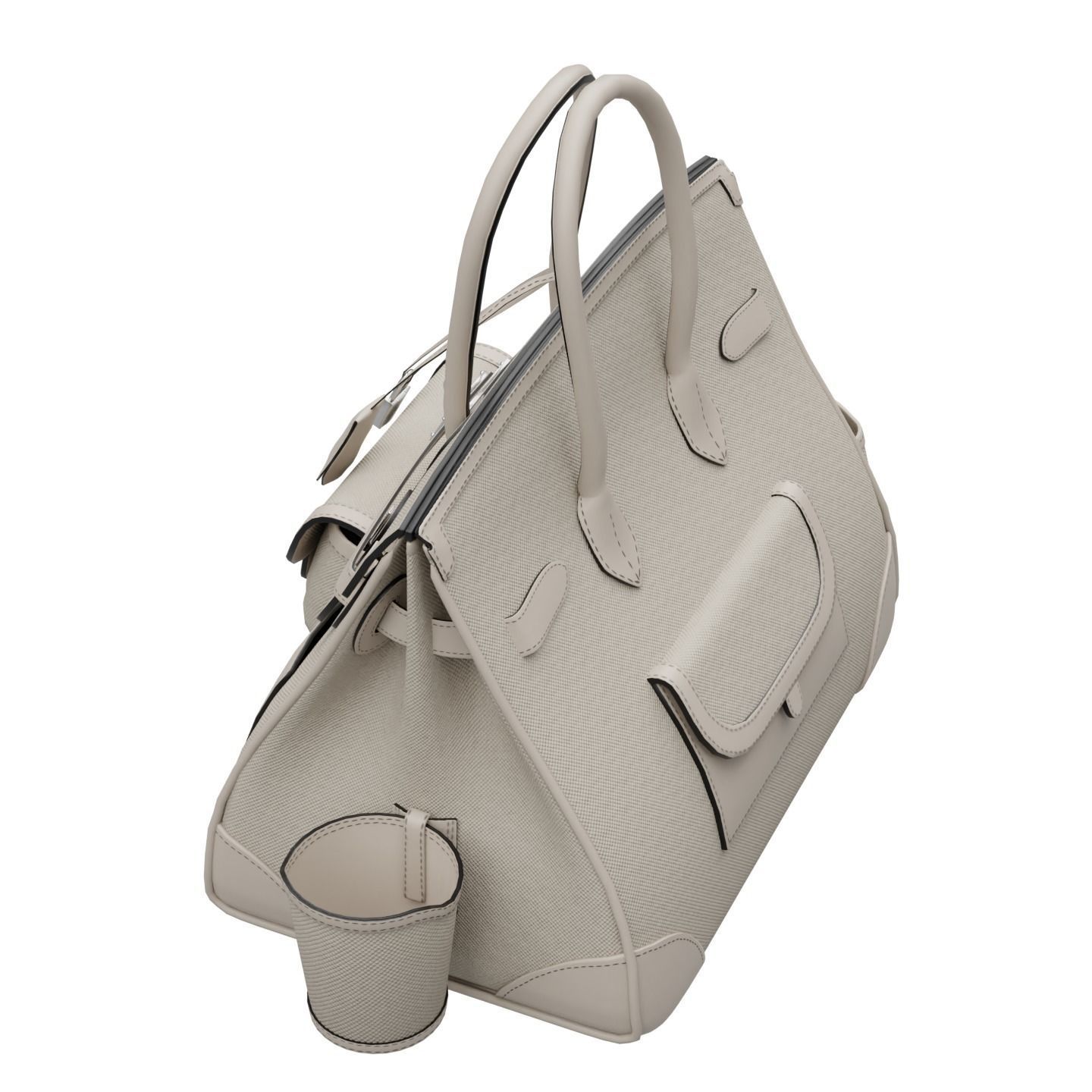 Birkin Cargo Toile Goeland Swift 35 Leather Bag Low-poly 3D model_12