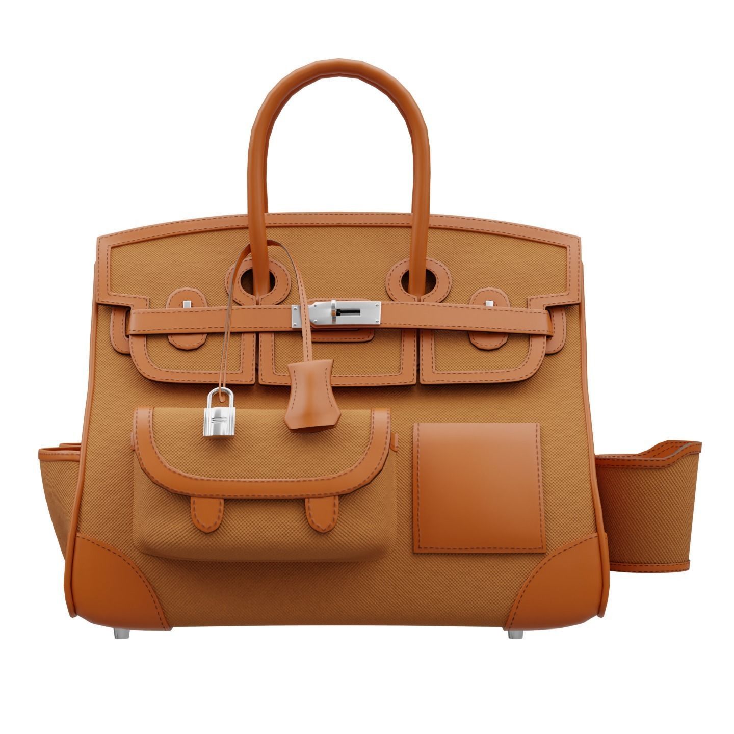 Birkin Cargo Toile Goeland Swift 35 Leather Bag Low-poly 3D model_1