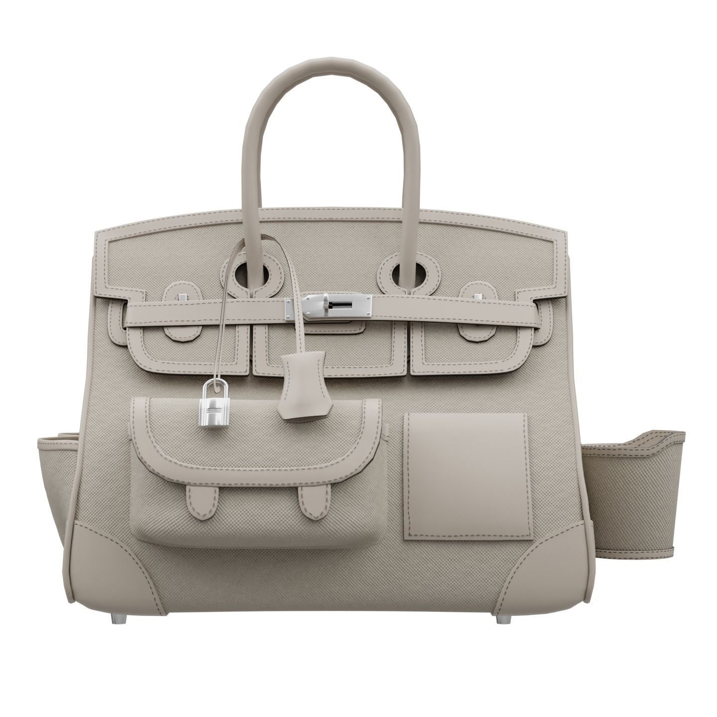 Birkin Cargo Toile Goeland Swift 35 Leather Bag Low-poly 3D model_3