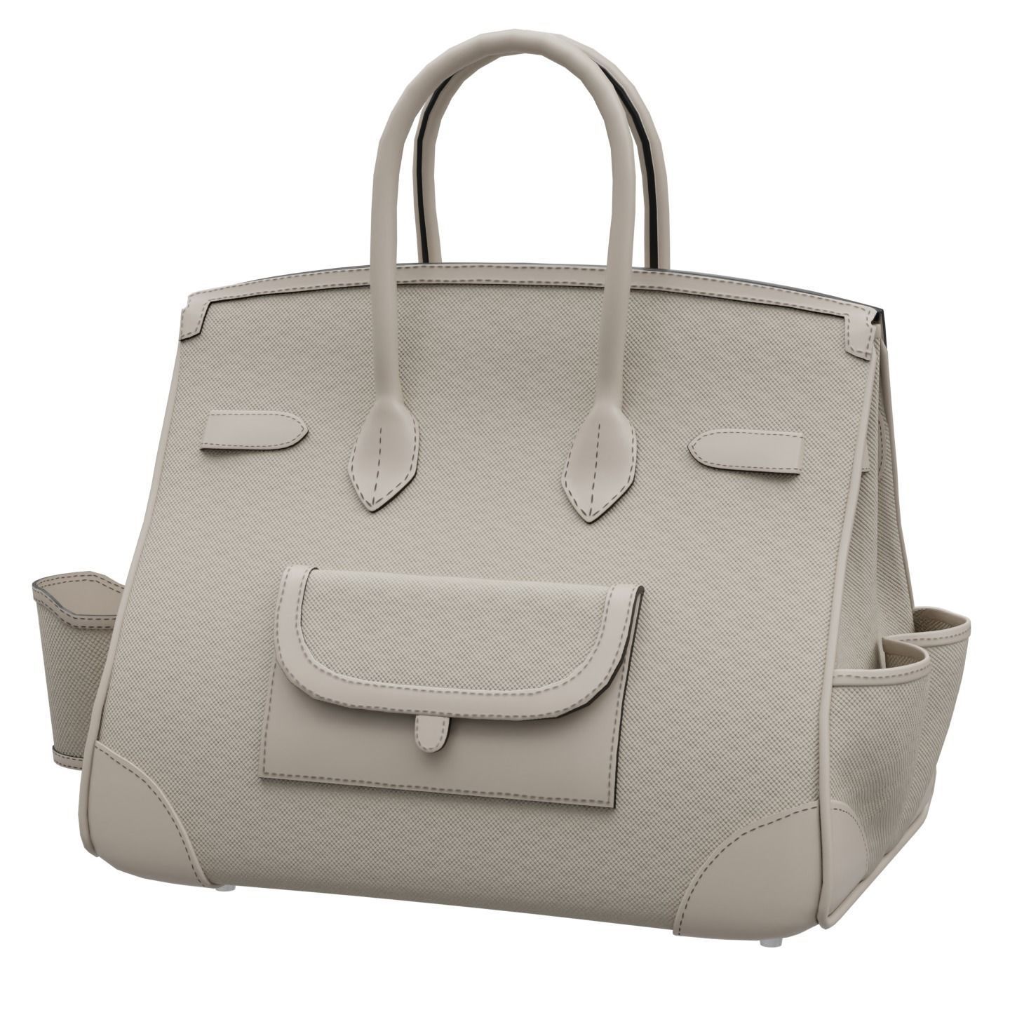 Birkin Cargo Toile Goeland Swift 35 Leather Bag Low-poly 3D model_16