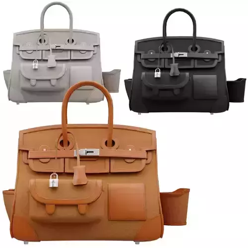 Birkin Cargo Toile Goeland Swift 35 Leather Bag